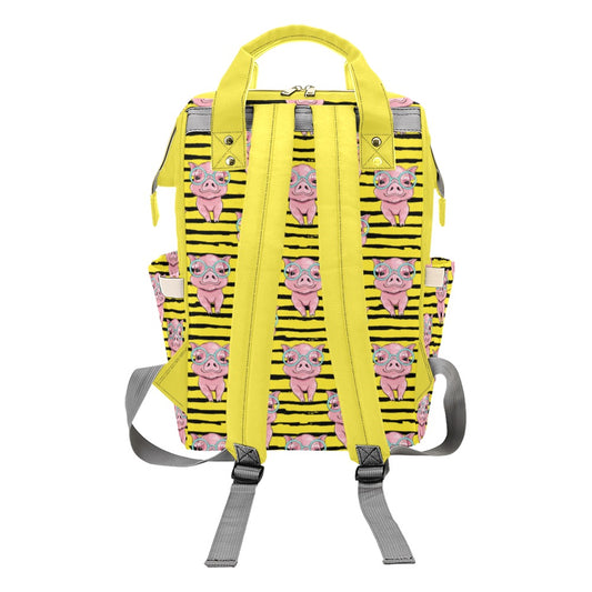 Yellow Nerdy Pigs Diaper Backpack Multi-Function Diaper Backpack/Diaper Bag (Model 1688)