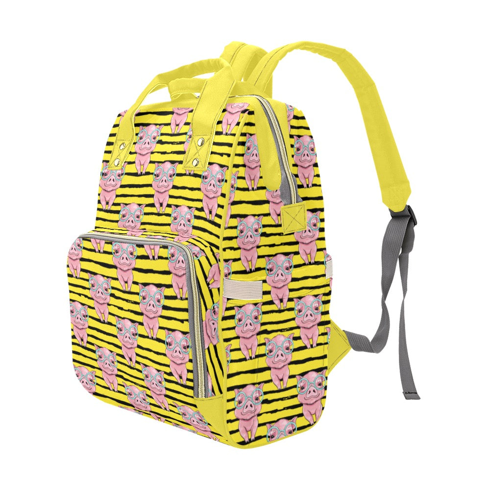 Yellow Nerdy Pigs Diaper Backpack Multi-Function Diaper Backpack/Diaper Bag (Model 1688)